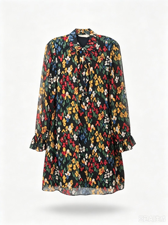 Tory Burch Dresses & Skirts - Tory Burch Floral Tie-Neck Long Sleeve Dress